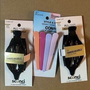 scunci Black Claw Clips with Pastel Style Clips (Peach, Pink, Lavender, Lilac)
